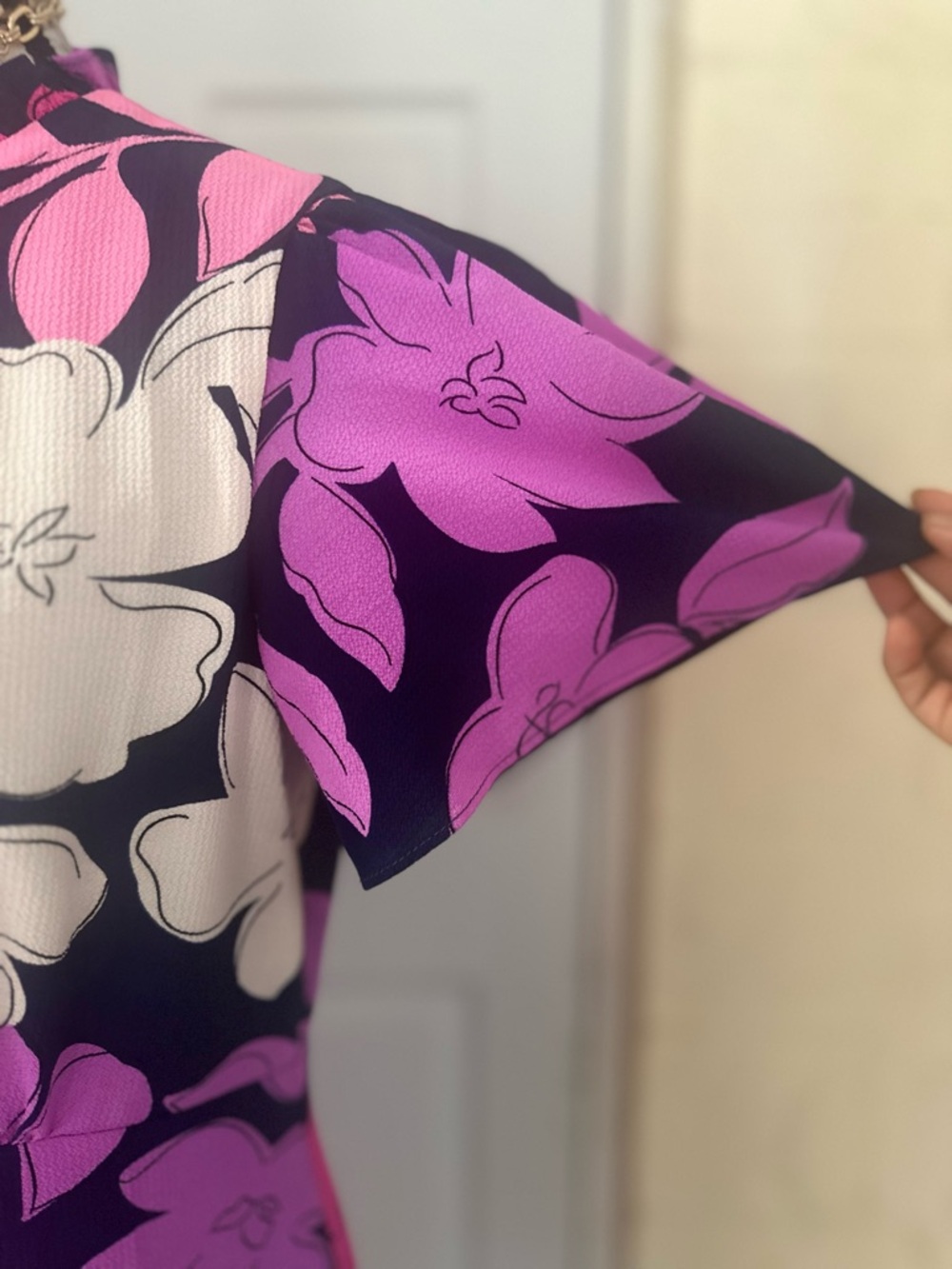 Maggy London Navy Maxi Dress with Pink & Purple Floral Print - Picture 5 of 8